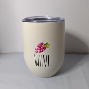Rae Dunn Wine Stainless Steel Insulated Wine Tumbler Beige 12 Oz